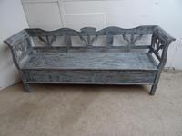 3/4 Seater Antique Pine Painted Distressed Light Grey Box Settle / Bench (4 of 9) 3/4 Seater Antique Pine Painted Distressed Light Grey Box Settle / Bench (4 of 9)