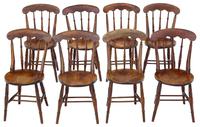 Antique Set of 8 Victorian Elm & Beech Kitchen Dining Chairs – 19th Century, Quality Originals