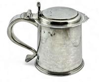 James II Antique Silver Lidded Tankard, London 1688