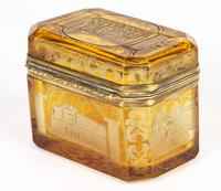 Bohemian Antique Engraved Metal Mounted Overlay Yellow Glass Sugar Casket 19th Century (15 of 19) Bohemian Antique Engraved Metal Mounted Overlay Yellow Glass Sugar Casket 19th Century (15 of 19)