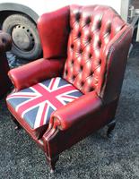 1960s Chesterfield Red Leather Wing Back Armchair with Union Jack on Seat (3 of 3) 1960s Chesterfield Red Leather Wing Back Armchair with Union Jack on Seat (3 of 3)