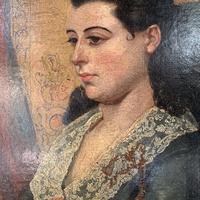 Antique Victorian oil painting portrait Girl in Lace Collar attributed to Dicksee (7 of 9) Antique Victorian oil painting portrait Girl in Lace Collar attributed to Dicksee (7 of 9)