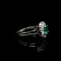 Vintage Emerald and Diamond Platinum Oval Cluster Halo Ring (9 of 9) Vintage Emerald and Diamond Platinum Oval Cluster Halo Ring (9 of 9)