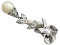 0.54ct Diamond & Pearl, 18ct White Gold Drop Earrings - Vintage c.1960 (4 of 9) 0.54ct Diamond & Pearl, 18ct White Gold Drop Earrings - Vintage c.1960 (4 of 9)