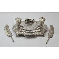 Impressive Sterling Silver Inkwell, approximately 42 x 21cm. (7 of 7) Impressive Sterling Silver Inkwell, approximately 42 x 21cm. (7 of 7)