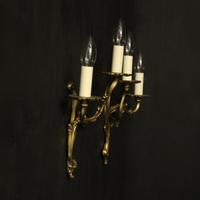 French Pair Of Gilded Twin Arm Wall Lights Oka04080 (10 of 10) French Pair Of Gilded Twin Arm Wall Lights Oka04080 (10 of 10)