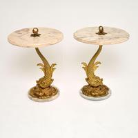 Pair of Antique Marble & Brass Side Tables (11 of 12) Pair of Antique Marble & Brass Side Tables (11 of 12)