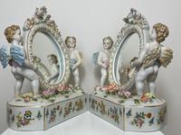 Pair of Small Dresden Victorian Style Porcelain Cherub Table Mirrors (20 of 60) Pair of Small Dresden Victorian Style Porcelain Cherub Table Mirrors (20 of 60)