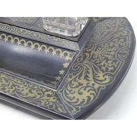 19th Century Brass Inlaid Twin Inkwell Stand c.1850 (3 of 7) 19th Century Brass Inlaid Twin Inkwell Stand c.1850 (3 of 7)