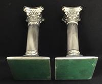 Pair of Square Base Late Victorian Silver Plate Corinthian Column Candlesticks (5 of 6) Pair of Square Base Late Victorian Silver Plate Corinthian Column Candlesticks (5 of 6)