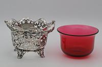 Victorian Silver & Cranberry Glass Basket (3 of 4) Victorian Silver & Cranberry Glass Basket (3 of 4)