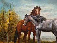 Original Signed 20th Century Vintage Horse & Foal Equestrian Oil on Canvas Painting (4 of 10) Original Signed 20th Century Vintage Horse & Foal Equestrian Oil on Canvas Painting (4 of 10)