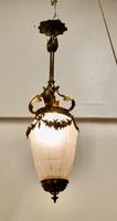 French Opalescent Glass & Brass Hanging Pendant Light (3 of 8) French Opalescent Glass & Brass Hanging Pendant Light (3 of 8)