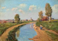 Josef Harencz Original Canal & Swan Landscape Oil Painting (2 of 10) Josef Harencz Original Canal & Swan Landscape Oil Painting (2 of 10)