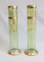 Antique Pair Moser Karlsbad Tall Green Glass Vases (2 of 10) Antique Pair Moser Karlsbad Tall Green Glass Vases (2 of 10)