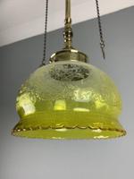 Victorian Gas Pole Brass Ceiling Light With Original Etched Shade; Rewired (6 of 11) Victorian Gas Pole Brass Ceiling Light With Original Etched Shade; Rewired (6 of 11)