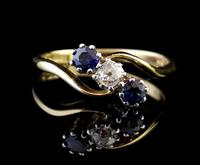 Vintage Art Deco Sapphire & Diamond Trilogy Ring (2 of 10) Vintage Art Deco Sapphire & Diamond Trilogy Ring (2 of 10)