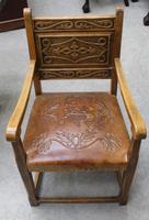 1900's French Oak Refectory Table with Set 6 Oak Chairs +Leather Embossed Seats. (2 of 9) 1900's French Oak Refectory Table with Set 6 Oak Chairs +Leather Embossed Seats. (2 of 9)