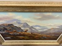 Oil Painting Scottish Stags "Denizens of the Highlands" Signed Wendy Reeves (28 of 45) Oil Painting Scottish Stags "Denizens of the Highlands" Signed Wendy Reeves (28 of 45)