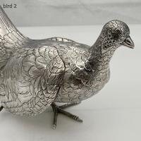 Antique Large Pair of European Sterling Silver Pheasants c.1900 (9 of 10) Antique Large Pair of European Sterling Silver Pheasants c.1900 (9 of 10)