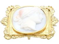 Carved Hardstone & 18ct Yellow Gold Cameo Brooch - Antique c.1860 (4 of 9) Carved Hardstone & 18ct Yellow Gold Cameo Brooch - Antique c.1860 (4 of 9)