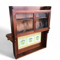 Antique Mahogany Wall Display Cabinet with Art Nouveau Tiles (1 of 11)