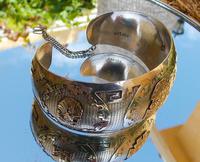 Rare Stunning Art Deco Solid Silver & 18k Gold Shield Mounted Bracelet / Bangle (7 of 8) Rare Stunning Art Deco Solid Silver & 18k Gold Shield Mounted Bracelet / Bangle (7 of 8)