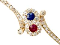 0.45ct Ruby & Sapphire, 1.50ct Diamond, 14ct Yellow Gold Bangle - Antique c.1890 (5 of 12) 0.45ct Ruby & Sapphire, 1.50ct Diamond, 14ct Yellow Gold Bangle - Antique c.1890 (5 of 12)