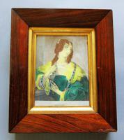 Miniature Hand Coloured Engraving of Georgian Lady in Rosewood Frame (2 of 2) Miniature Hand Coloured Engraving of Georgian Lady in Rosewood Frame (2 of 2)