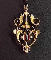 Antique Art Nouveau Pendant, 9ct Gold, Pearl & Garnet (7 of 7) Antique Art Nouveau Pendant, 9ct Gold, Pearl & Garnet (7 of 7)