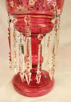 Antique Victorian Cranberry Mantle Table Lustre (6 of 8) Antique Victorian Cranberry Mantle Table Lustre (6 of 8)