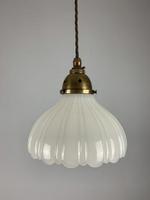 Moonstone Pendant Ceiling Light; Original Shade & Gallery; Rewired (2 of 7) Moonstone Pendant Ceiling Light; Original Shade & Gallery; Rewired (2 of 7)