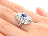 0.63ct Sapphire & 1.64ct Diamond, 18ct White Gold Dress Ring c.1935 (8 of 9) 0.63ct Sapphire & 1.64ct Diamond, 18ct White Gold Dress Ring c.1935 (8 of 9)