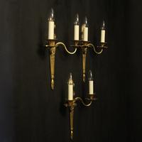 French Set of 3 Twin Arm Gilded Antique Wall Lights (10 of 10) French Set of 3 Twin Arm Gilded Antique Wall Lights (10 of 10)