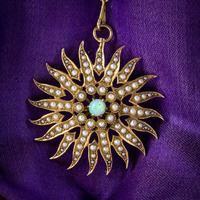 Antique Victorian Opal Pearl Sun Brooch Pendant 18ct Gold c.1900 (5 of 5) Antique Victorian Opal Pearl Sun Brooch Pendant 18ct Gold c.1900 (5 of 5)