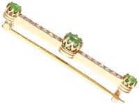 1.01ct Demantoid Garnet & 0.35ct Diamond, 14ct Rose Gold Bar Brooch - Antique c.1900 (4 of 9) 1.01ct Demantoid Garnet & 0.35ct Diamond, 14ct Rose Gold Bar Brooch - Antique c.1900 (4 of 9)