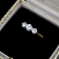 Vintage Diamond Three Stone Trilogy 18ct Gold and Platinum Ring (10 of 11) Vintage Diamond Three Stone Trilogy 18ct Gold and Platinum Ring (10 of 11)