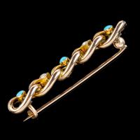 Antique Edwardian Suffragette Chain Brooch Turquoise Pearl 9ct Gold c.1908 (4 of 6) Antique Edwardian Suffragette Chain Brooch Turquoise Pearl 9ct Gold c.1908 (4 of 6)