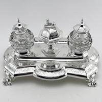 Large Victorian Martin & Hall Silver Plated Double Inkstand