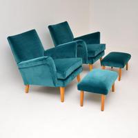 Pair of Vintage Armchairs & Ottomans c.1960’s (3 of 13) Pair of Vintage Armchairs & Ottomans c.1960’s (3 of 13)