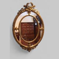 Antique 19th Century Oval Gilt Framed Mirror