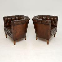Pair of Antique Swedish Leather Chesterfield Armchairs (8 of 12) Pair of Antique Swedish Leather Chesterfield Armchairs (8 of 12)
