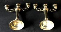 Pair of Arts & Crafts Style Brass Three Branch Candelabra (3 of 4) Pair of Arts & Crafts Style Brass Three Branch Candelabra (3 of 4)