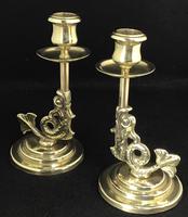 Pair of Antique Serpent Decorated Brass Candlesticks (3 of 5) Pair of Antique Serpent Decorated Brass Candlesticks (3 of 5)