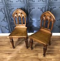 Pair of Victorian Gothic Style Hall Chairs (6 of 13) Pair of Victorian Gothic Style Hall Chairs (6 of 13)