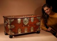 Dutch Colonial Hardwood And Engraved Brass Chest 18th Century