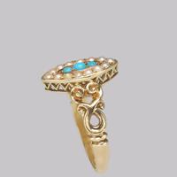 Antique Turquoise & Pearl Ring 18ct Gold Victorian Navette Shaped Ring circa 1890 (7 of 16) Antique Turquoise & Pearl Ring 18ct Gold Victorian Navette Shaped Ring circa 1890 (7 of 16)