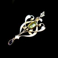 Antique Edwardian Amethyst Peridot & Pearl Lavalier 9ct 9K Yellow Gold Pendant (6 of 8) Antique Edwardian Amethyst Peridot & Pearl Lavalier 9ct 9K Yellow Gold Pendant (6 of 8)