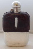 Small 1930 Silver Plate Plated Crocodile Skin Bound Glass Hip Flask James Dixon (4 of 8) Small 1930 Silver Plate Plated Crocodile Skin Bound Glass Hip Flask James Dixon (4 of 8)