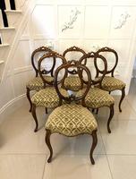 Outstanding Quality Antique Victorian Set of Six Carved Walnut Dining Chairs